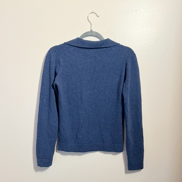 Geneva Cashmere Collared V-Neck Pullover Blue Size Small - Picture 3 of 3